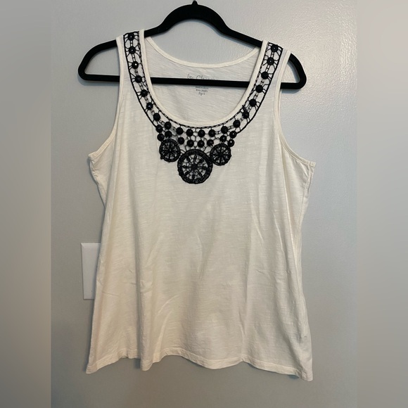 Chico's White Tank Top with Black Embroidery - Picture 1 of 1